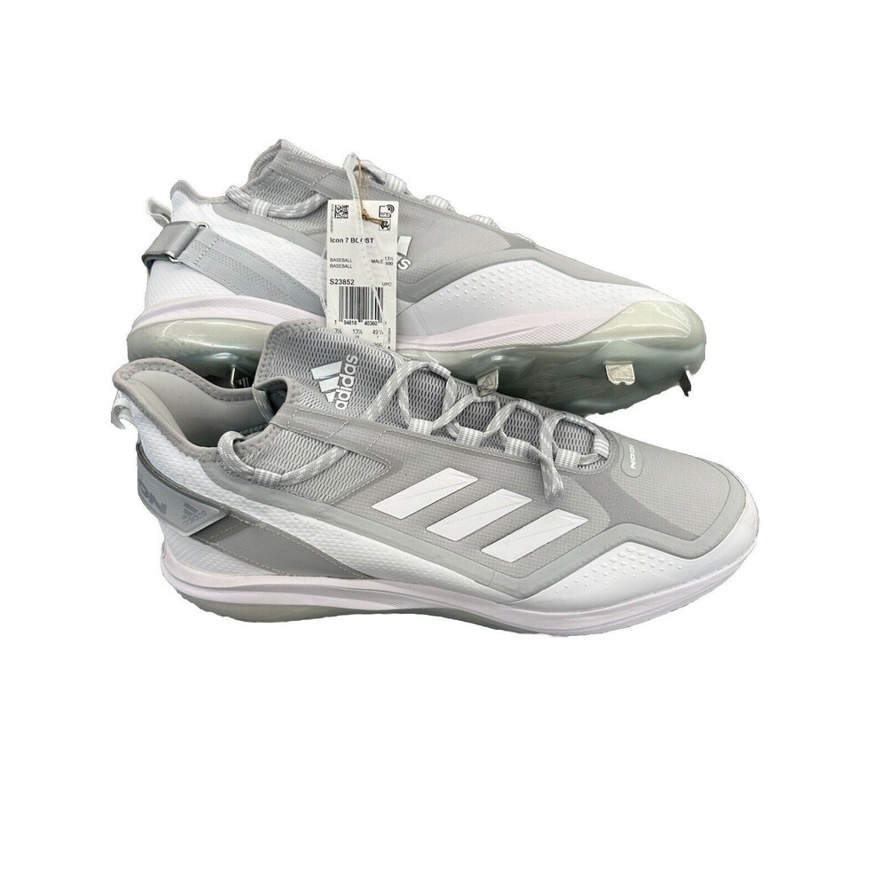 Adidas Icon 7 Boost White GRAY Baseball Metal Cleats Mens Size 14 (S23852)